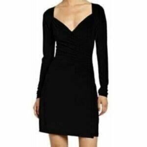 Norma Kamali Little Black Long Sleeve Wrap Mini Dress Size XS